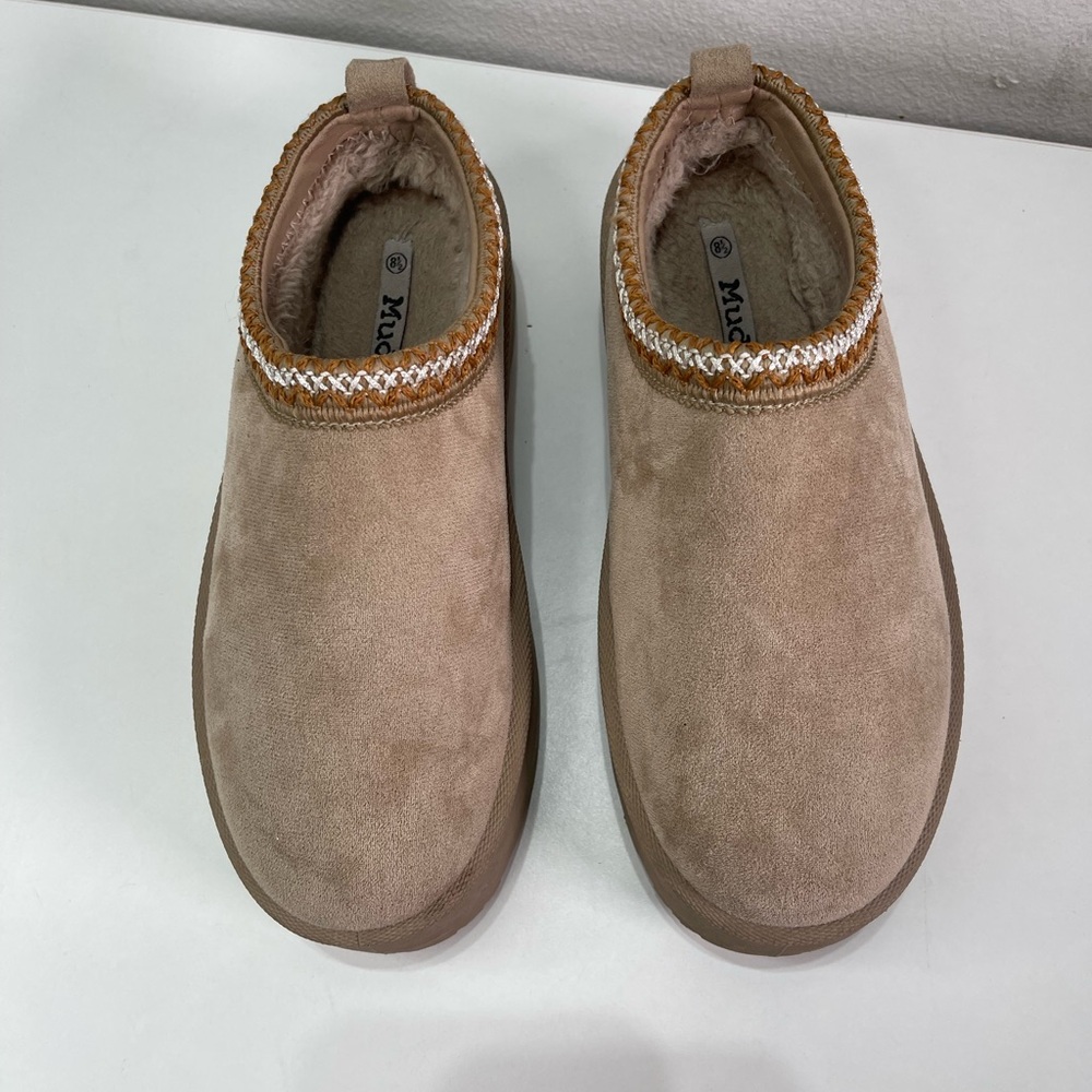 Mudd Shoes Womens  8.5M Suede Faux Fur Slip On Platform Clog Mule Stormy-13LP - Picture 3 of 8